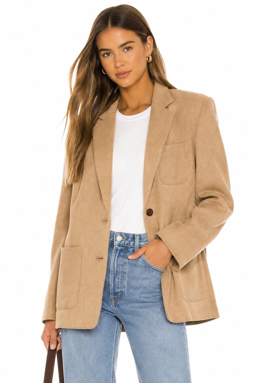 Ralph Lauren Vintage Camel Tan Two Button Boyfriend Blazer EUC Size 4